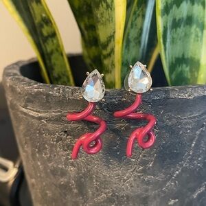 Enamel rhinestone earrings